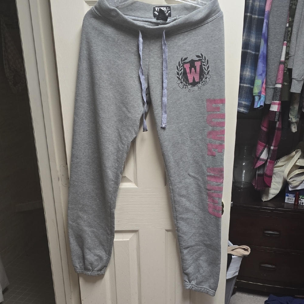 Thrill Gray Joggers with Pink Graphic